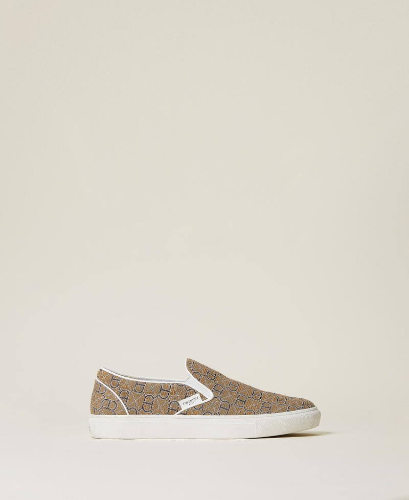 Slip-on trainers with jacquard logo Camel Logo All Over Woman 221TCP132-03