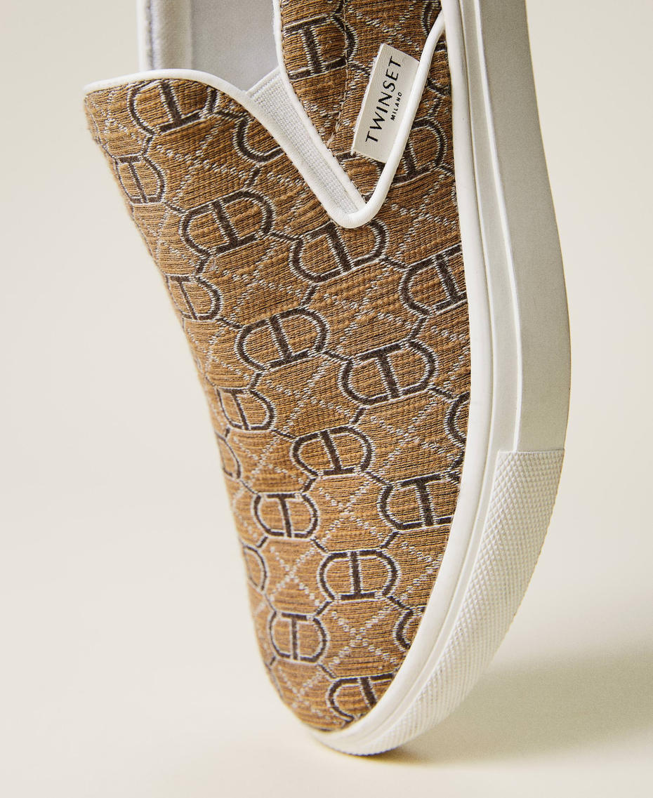Slip-on trainers with jacquard logo Camel Logo All Over Woman 221TCP132-04