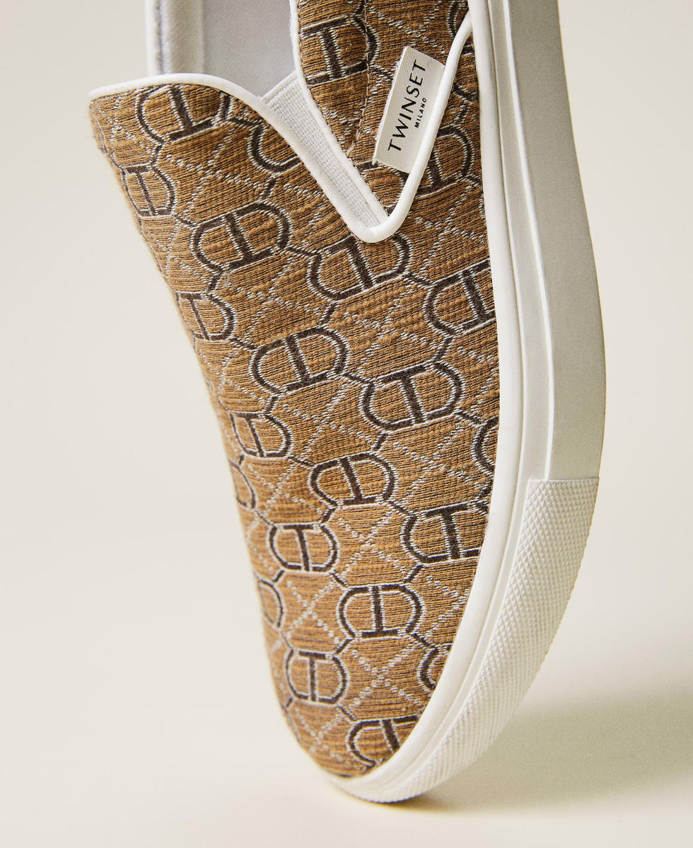 Slip on trainers with jacquard logo Woman Brown TWINSET Milano