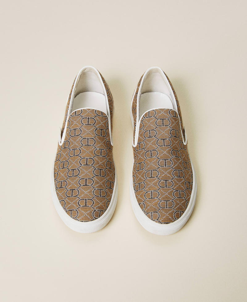 Slip-on trainers with jacquard logo Camel Logo All Over Woman 221TCP132-05