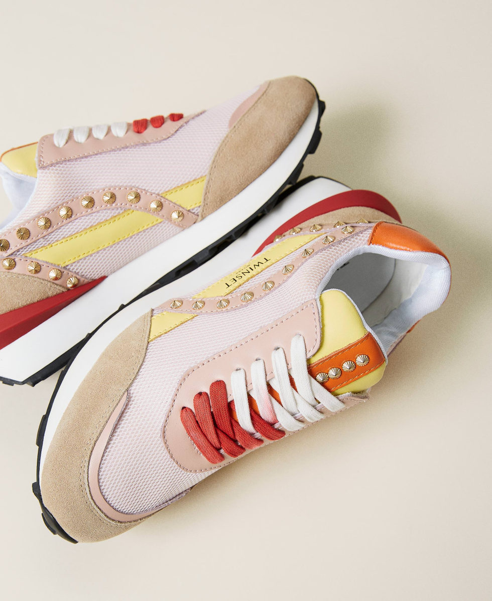 Leather running shoes with studs Woman Pink TWINSET Milano