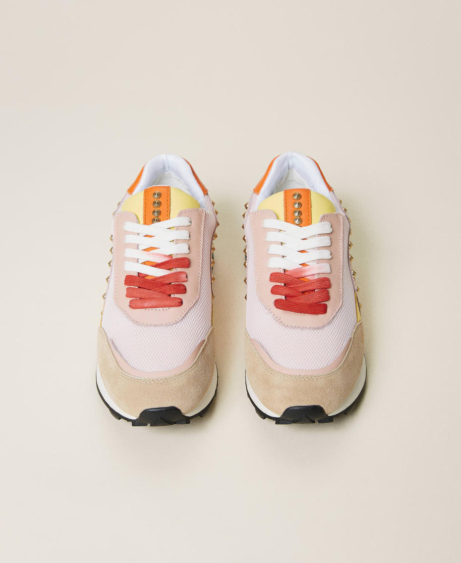 Leather running shoes with studs Chalk Pink Multicolour Woman 221TCP172_06778_06