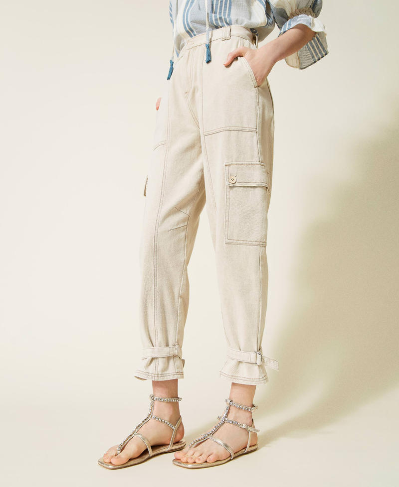 Laminated leather sandals with rhinestones