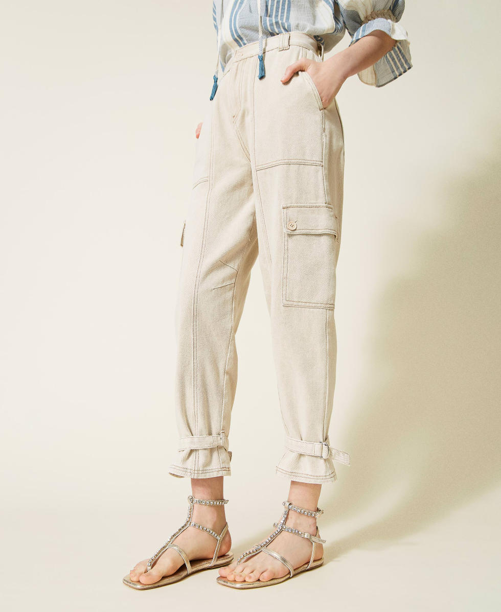 Laminated leather sandals with rhinestones