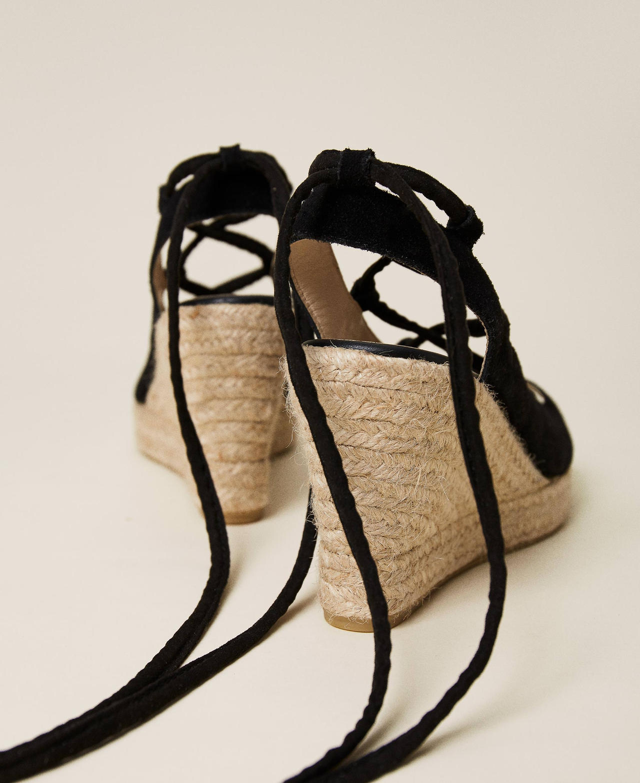 Leather wedge sandals Woman Black TWINSET Milano