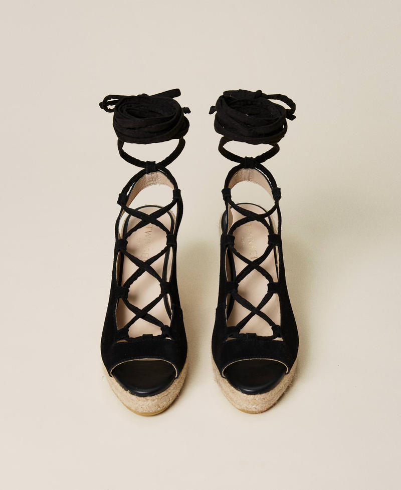Leather wedge sandals