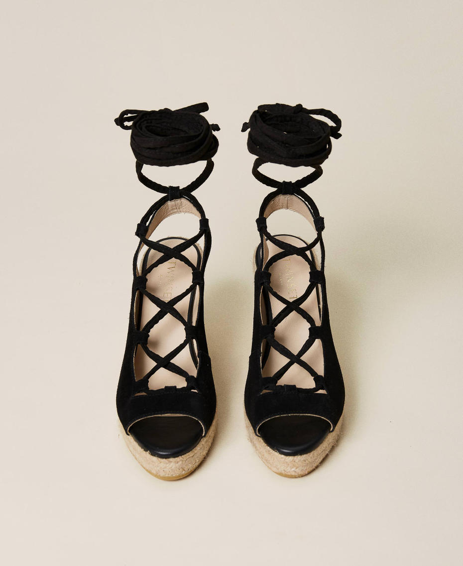 Leather wedge sandals