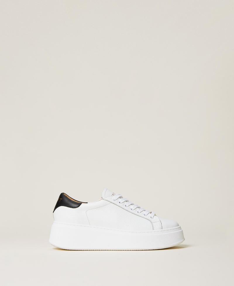 Sneakers in pelle Bicolor Bianco Ottico / Nero Donna 221TCT180-01