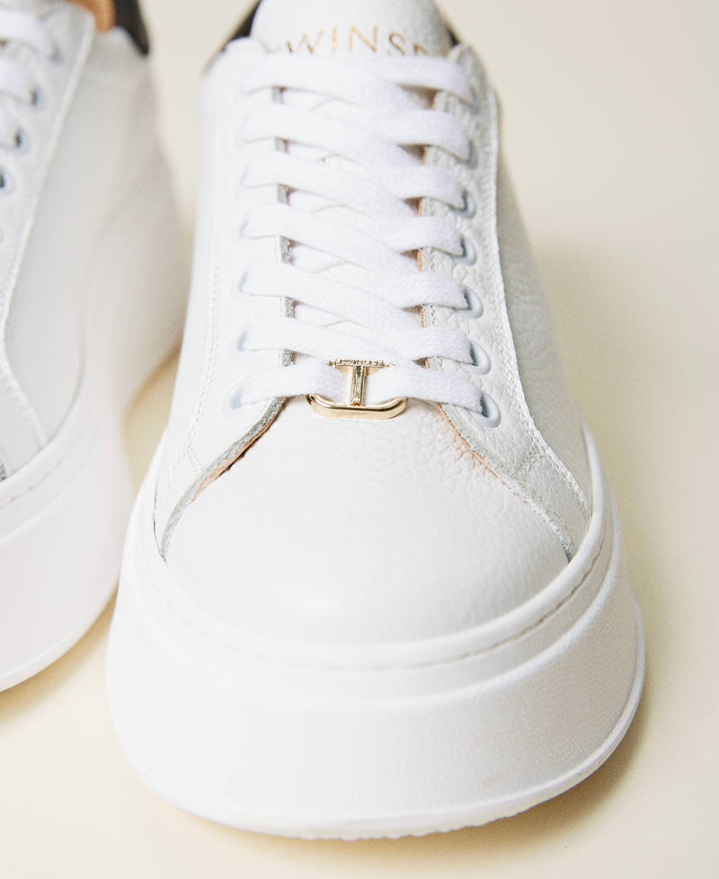 Sneakers in pelle Bicolor Bianco Ottico / Nero Donna 221TCT180-03