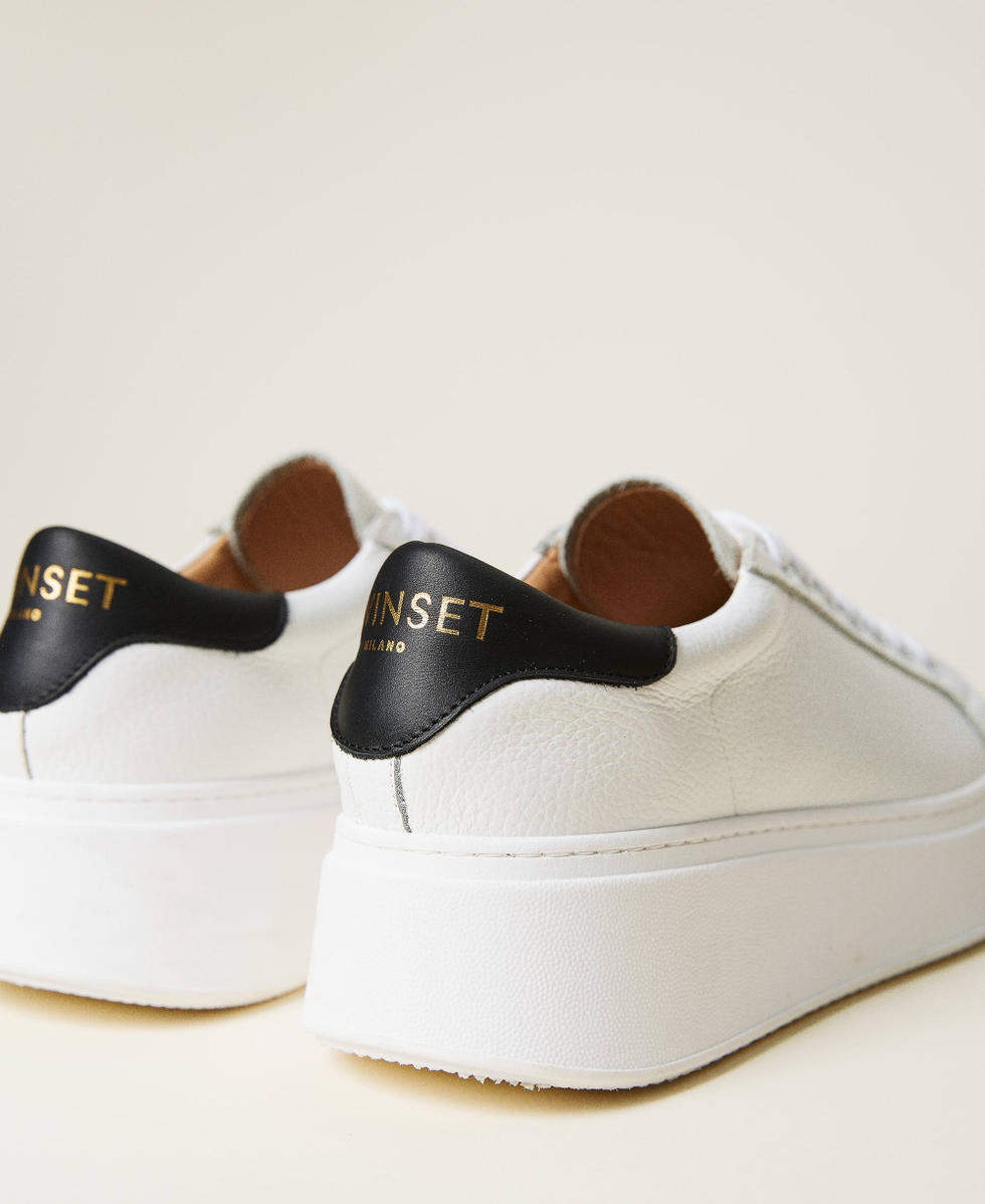Leather trainers Woman, White | TWINSET Milano