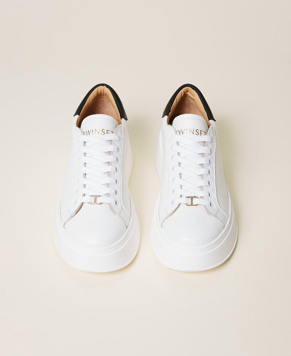Sneakers in pelle Bicolor Bianco Ottico / Nero Donna 221TCT180-05