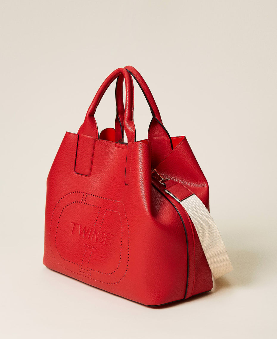 Bolso shopper con logotipo calado Rojo Amapola Mujer 221TD8040-04