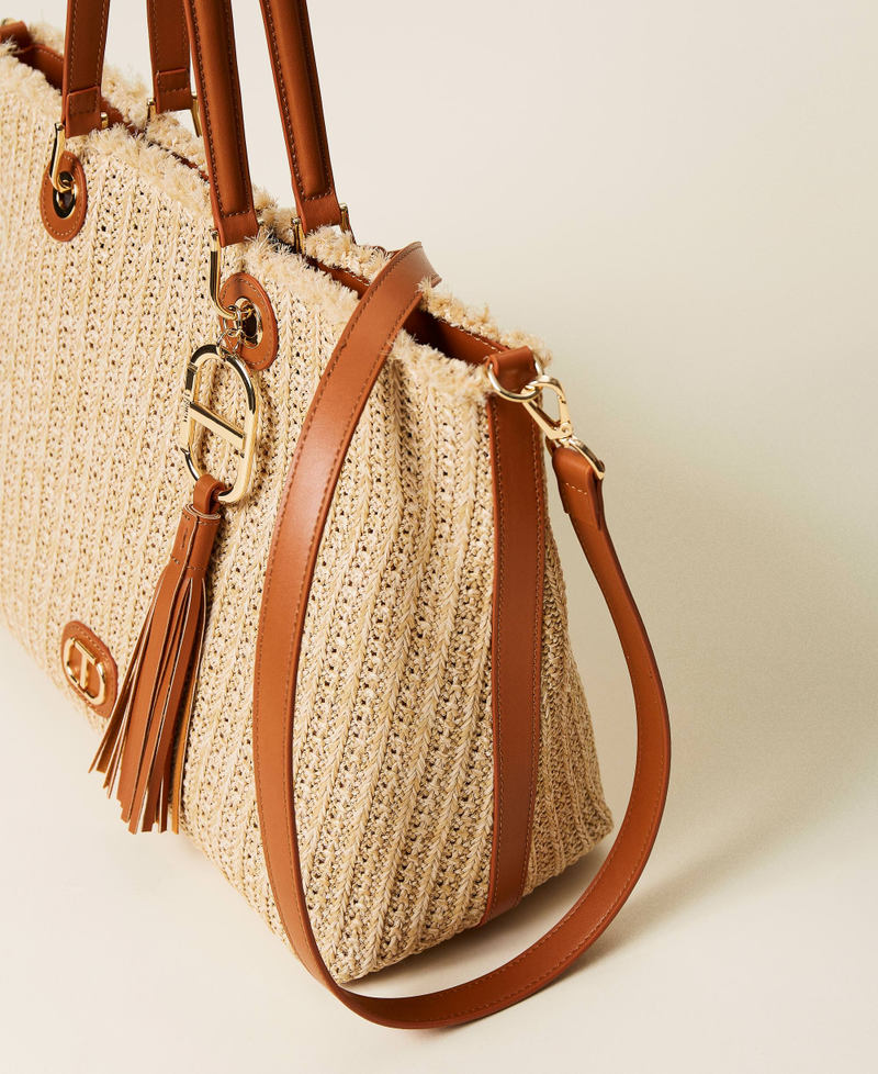Weaved raffia-like shopper