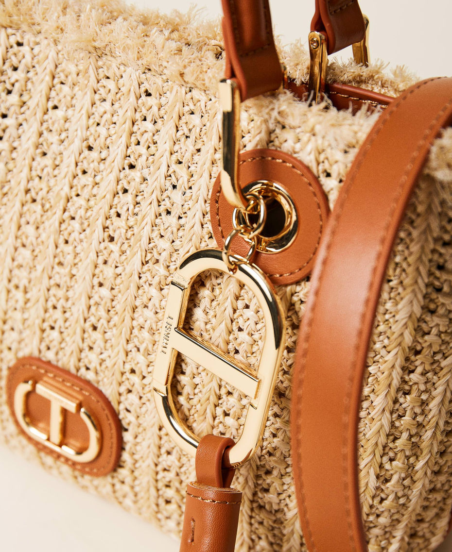 Weaved raffia-like shoulder bag