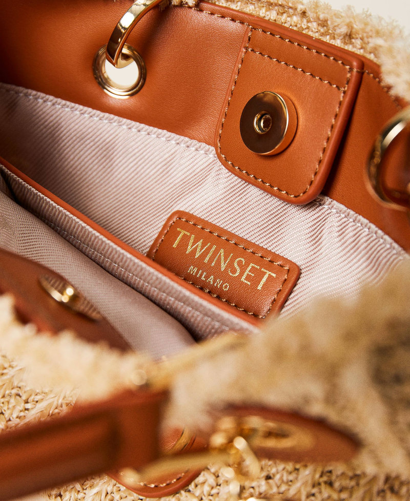 Weaved raffia-like shoulder bag