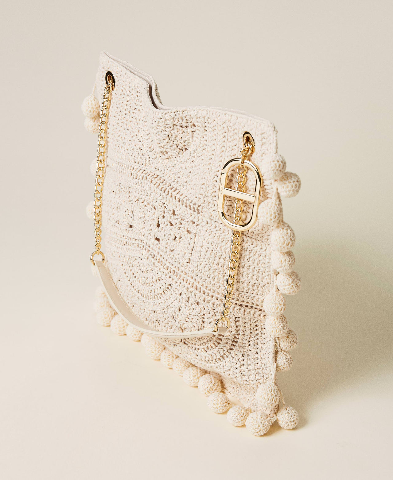 Borsa shopper con ricamo crochet