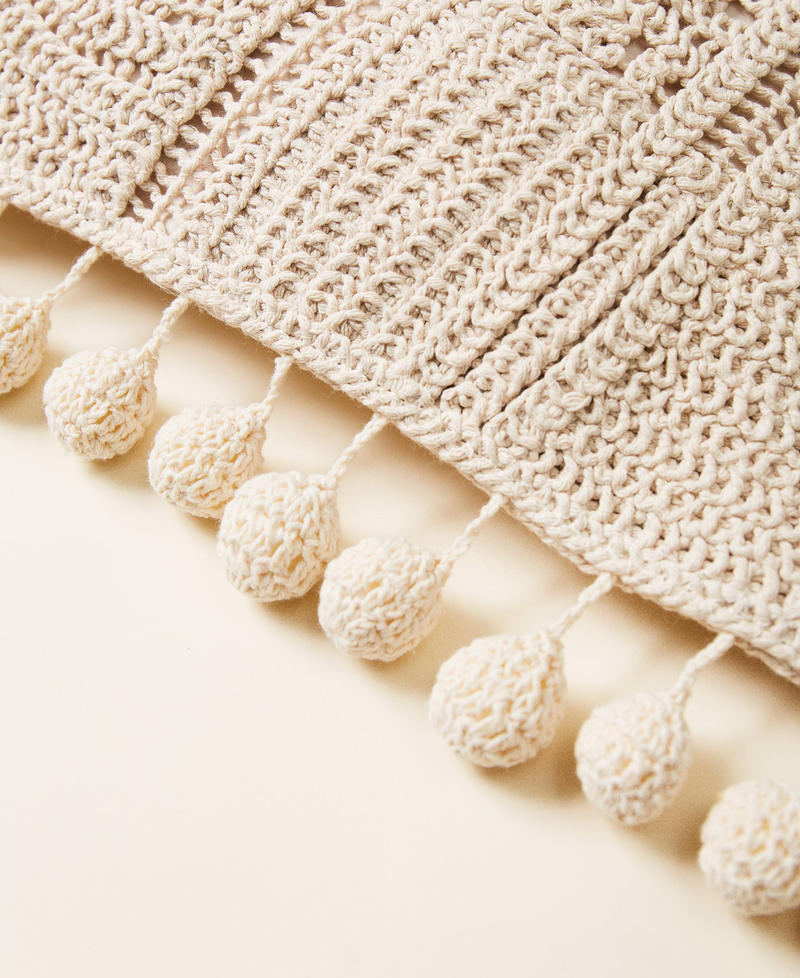 Borsa shopper con ricamo crochet