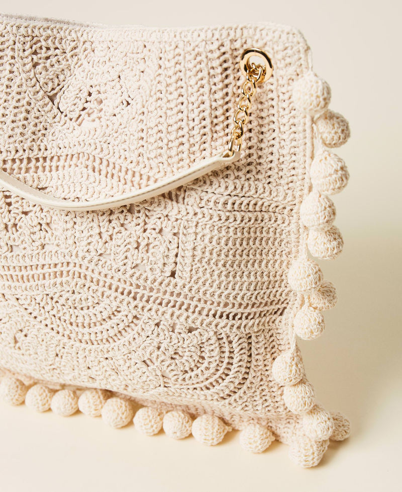 Borsa shopper con ricamo crochet