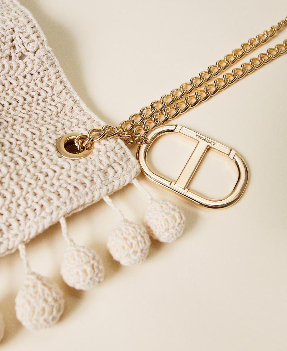 Borsa shopper con ricamo crochet