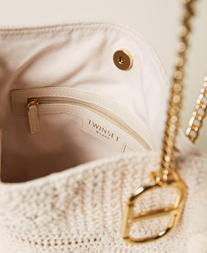 Borsa shopper con ricamo crochet