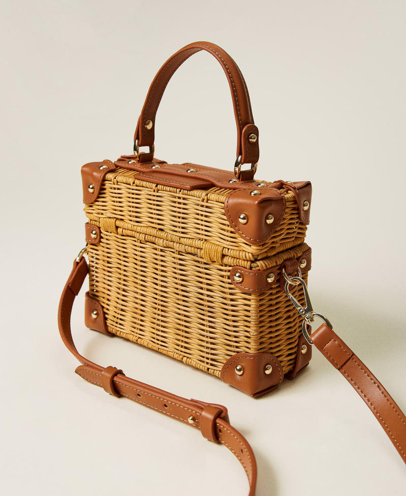 'Apo' hard case woven bag Two-tone "Cuban Sand” Brown / Tan Woman 221TD8180-02
