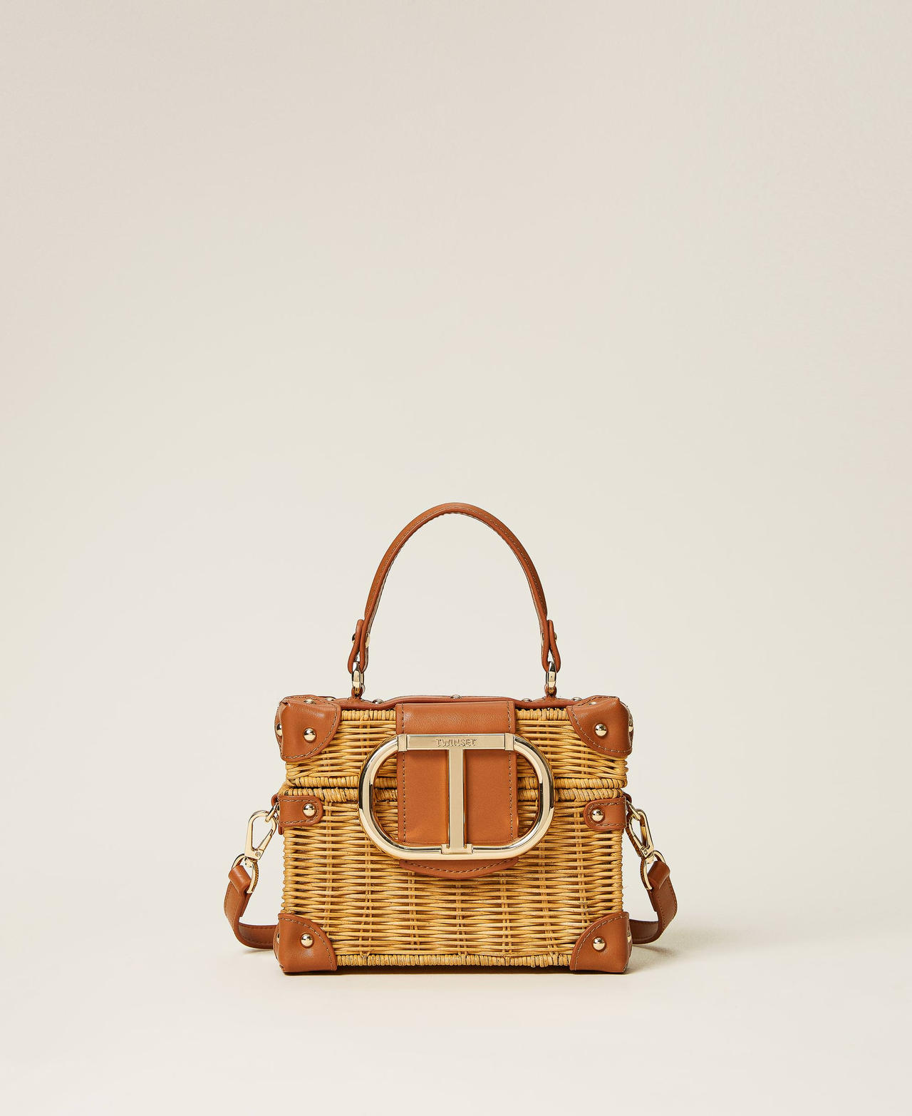 'Apo' hard case woven bag Two-tone "Cuban Sand” Brown / Tan Woman 221TD8180-03