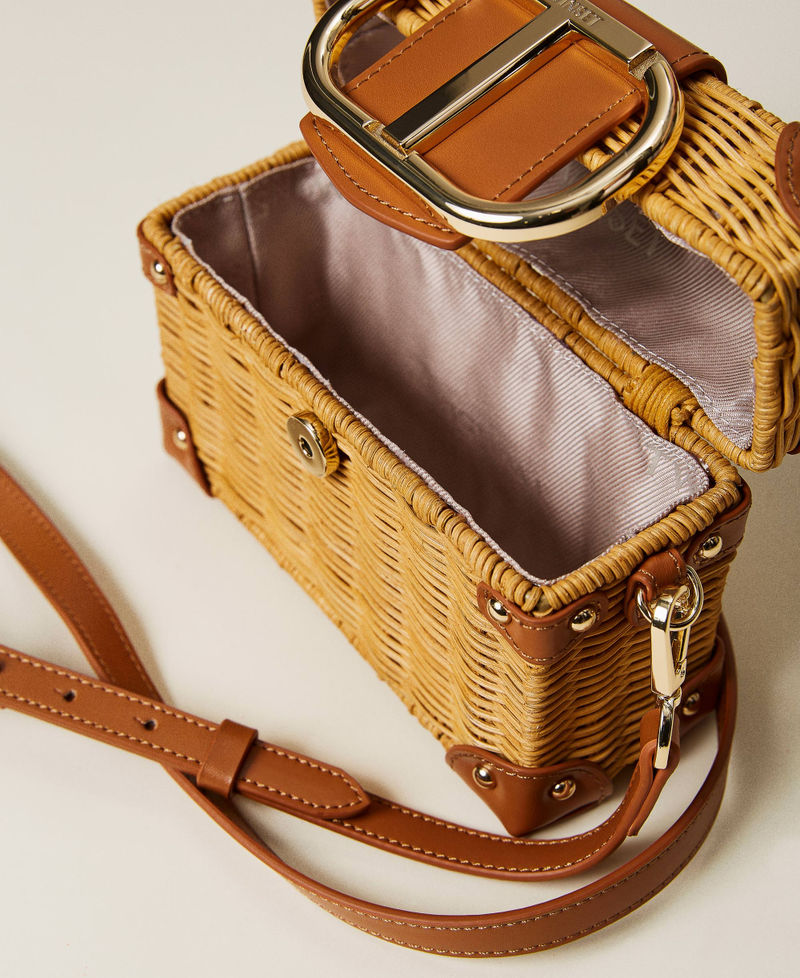 'Apo' hard case woven bag Two-tone "Cuban Sand” Brown / Tan Woman 221TD8180-05