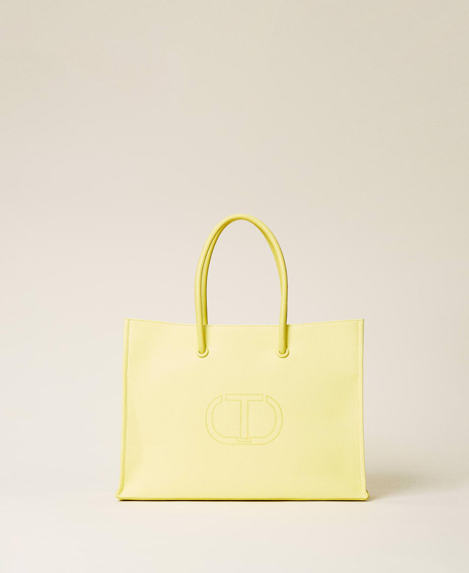 Large 'Maitea’ canvas shopping bag with logo "Celandine” Yellow Woman 221TD8240-01