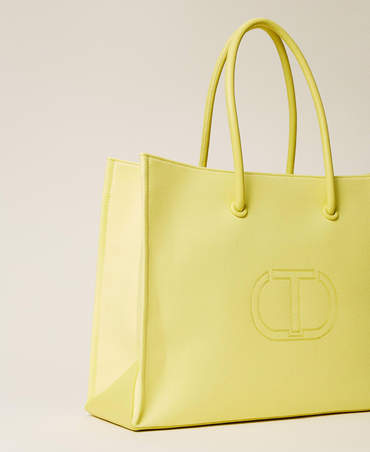 Large 'Maitea’ canvas shopping bag with logo "Celandine” Yellow Woman 221TD8240-02