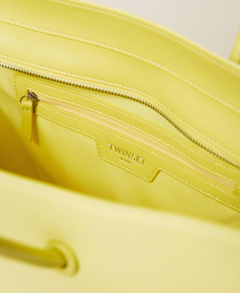 Large 'Maitea’ canvas shopping bag with logo "Celandine” Yellow Woman 221TD8240-05