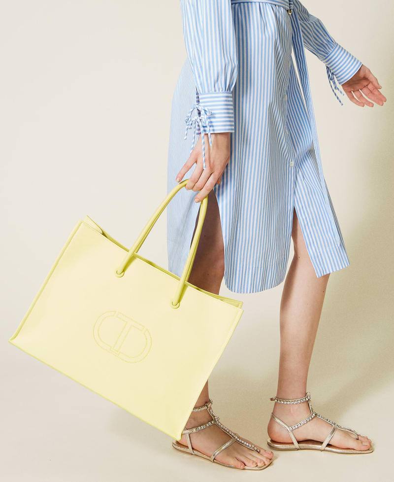 Large 'Maitea’ canvas shopping bag with logo "Celandine” Yellow Woman 221TD8240-0S