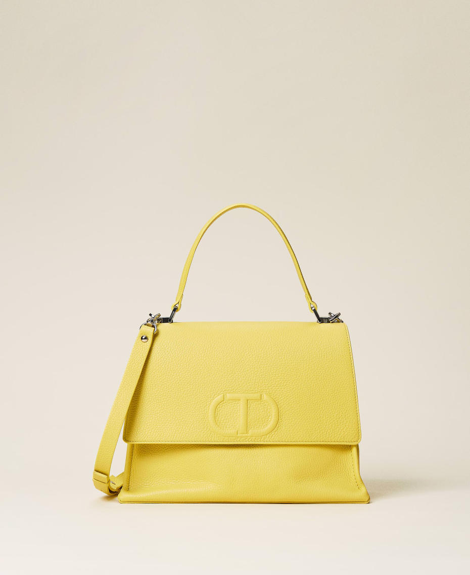 Top handle leather bag with logo "Celandine” Yellow Woman 221TD8252-01