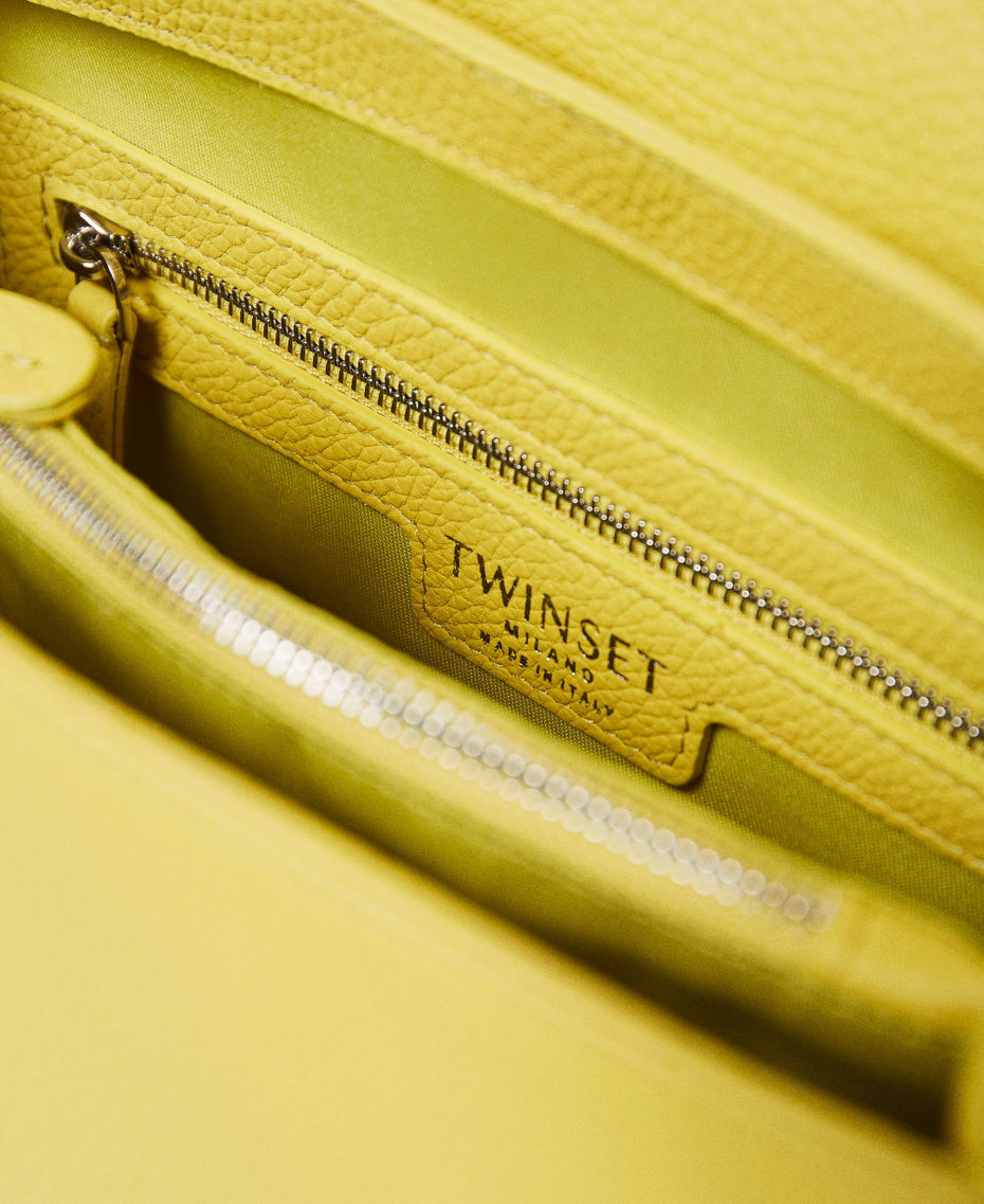 Top handle leather bag with logo "Celandine” Yellow Woman 221TD8252-06