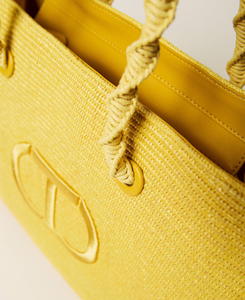 'Darling’ weaved raffia-effect shopper with logo "Celandine” Yellow Woman 221TD8260-03