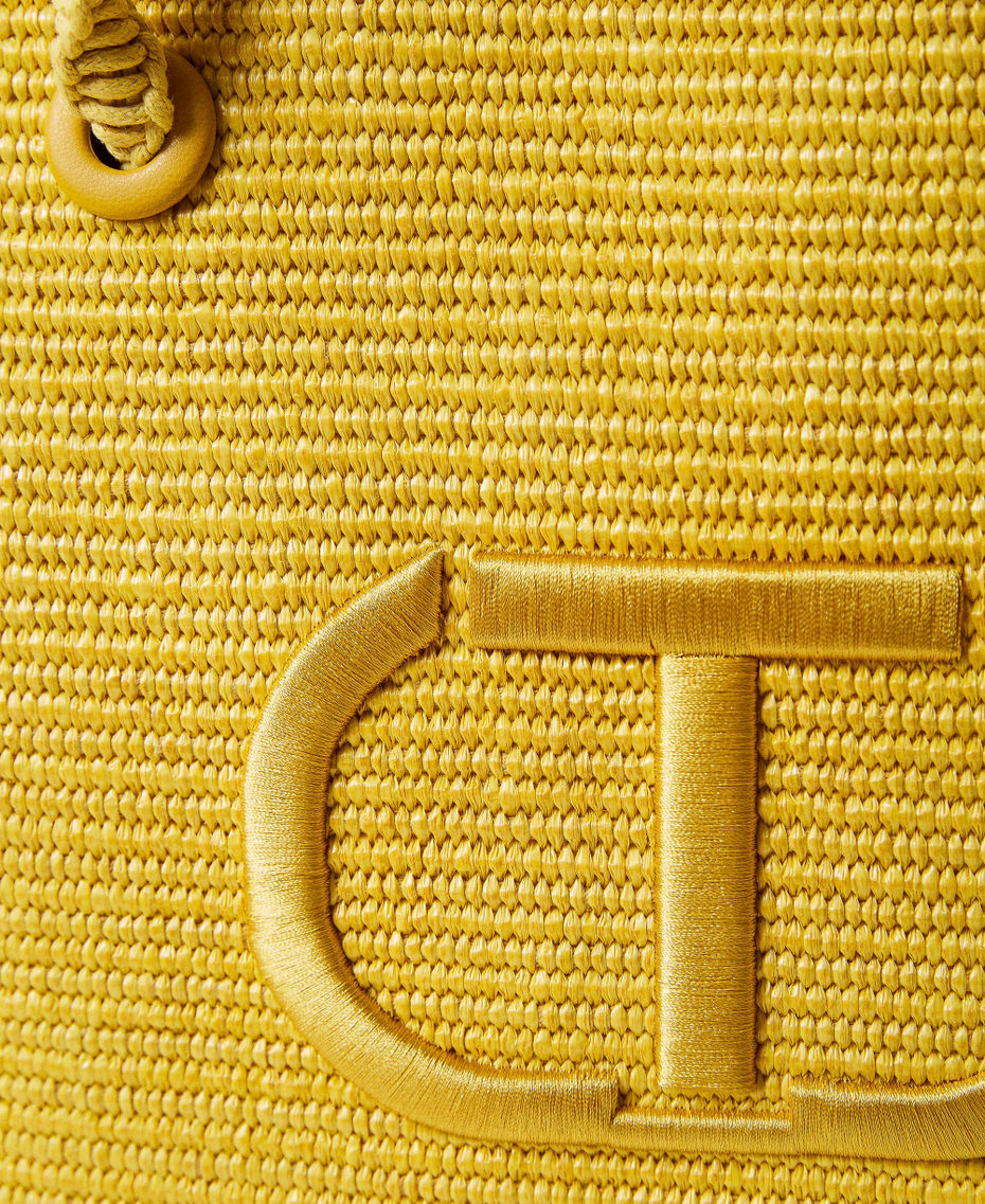 'Darling’ weaved raffia-effect shopper with logo "Celandine” Yellow Woman 221TD8260-05