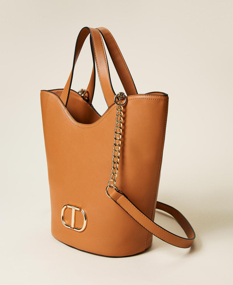 Bucket bag with logo Leather Brown Woman 221TD8270-02
