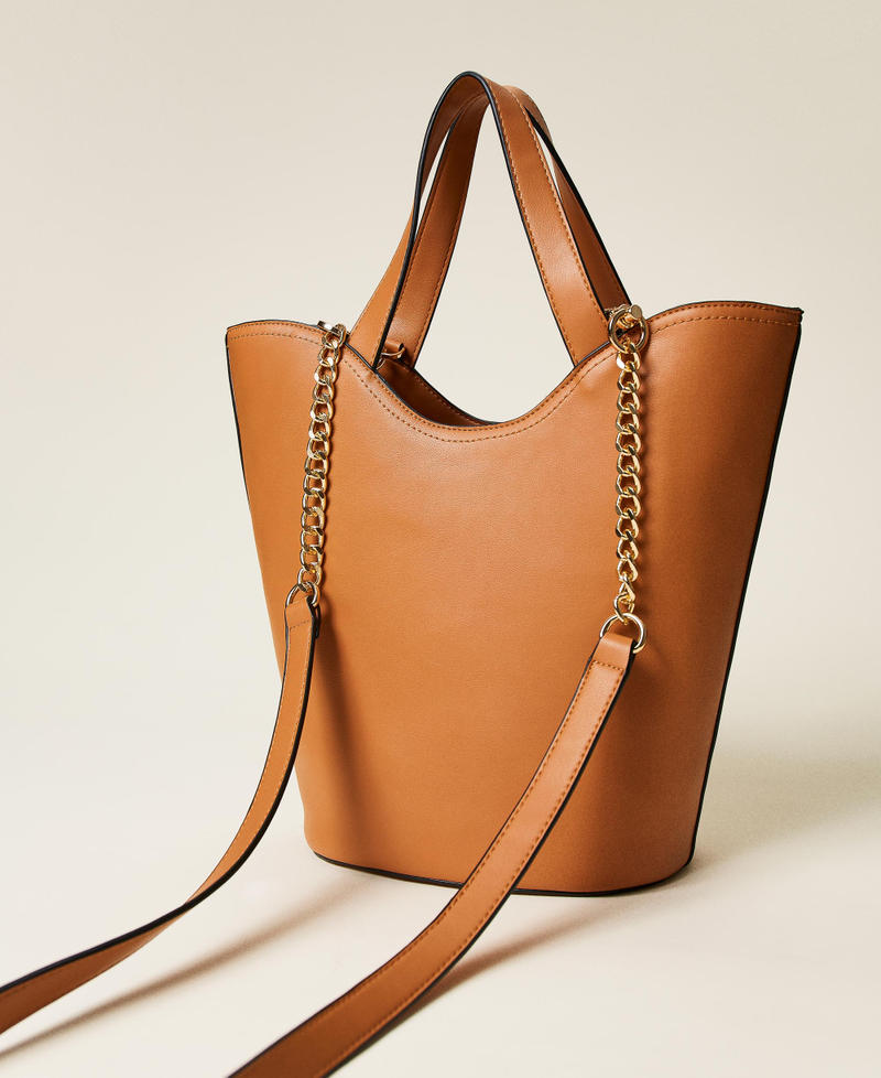 Bucket bag with logo Leather Brown Woman 221TD8270-03