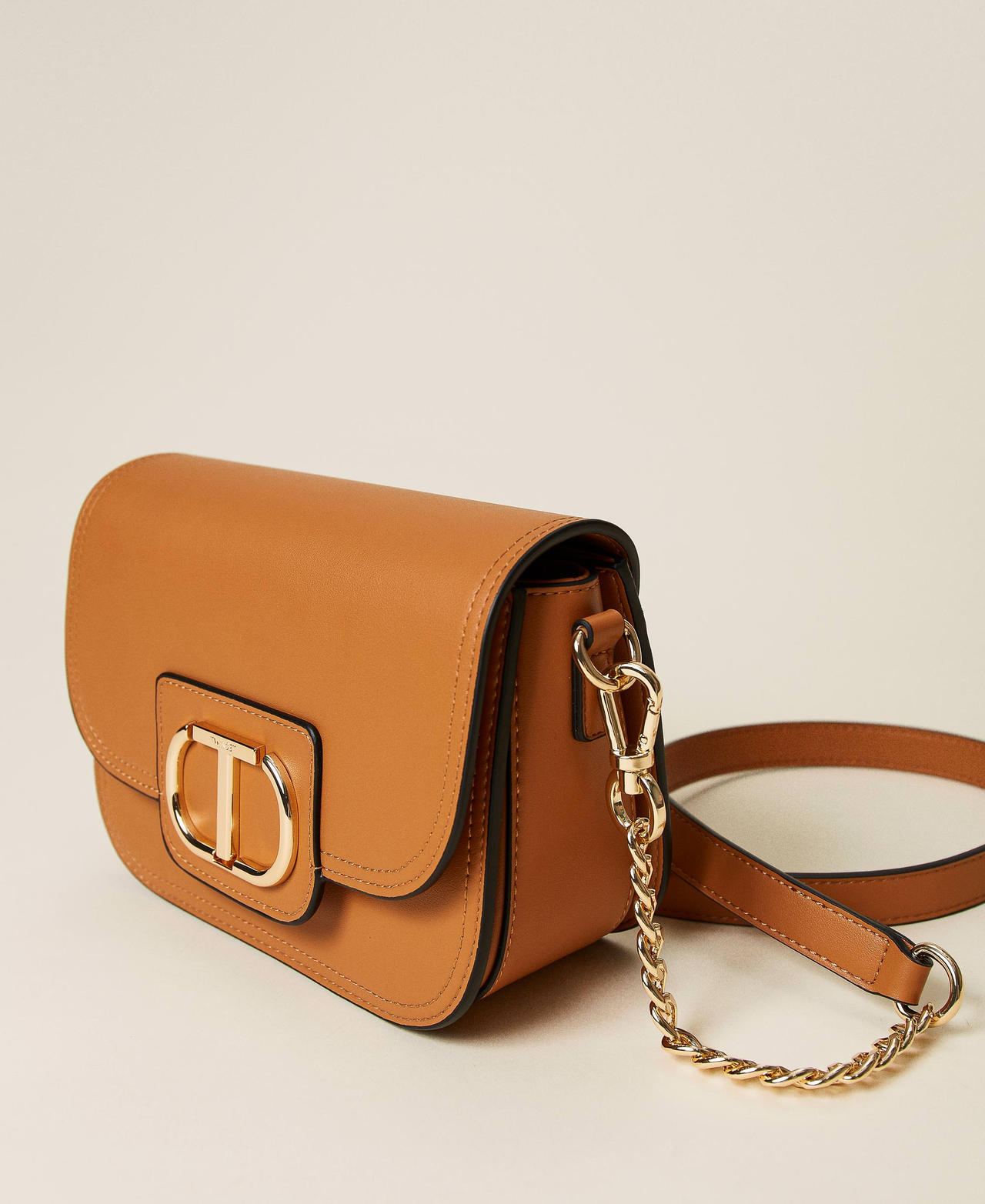 Small 'Awhi’ shoulder bag with logo Leather Brown Woman 221TD8273-02