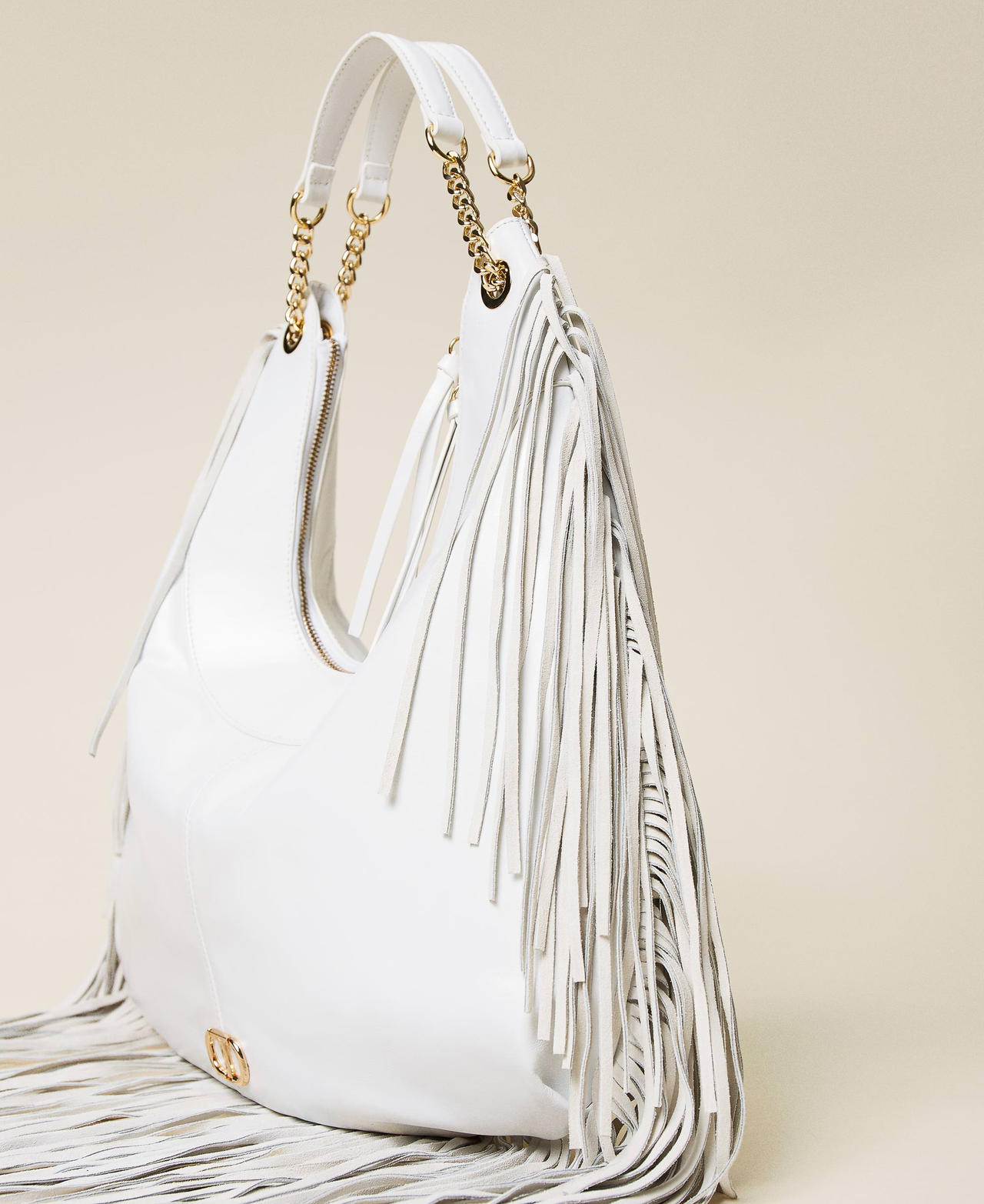 'Agápi’ leather hobo bag with fringes Lily Woman 221TD8300-02