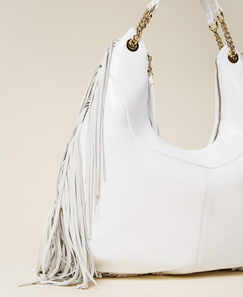 'Agápi’ leather hobo bag with fringes Lily Woman 221TD8300-03
