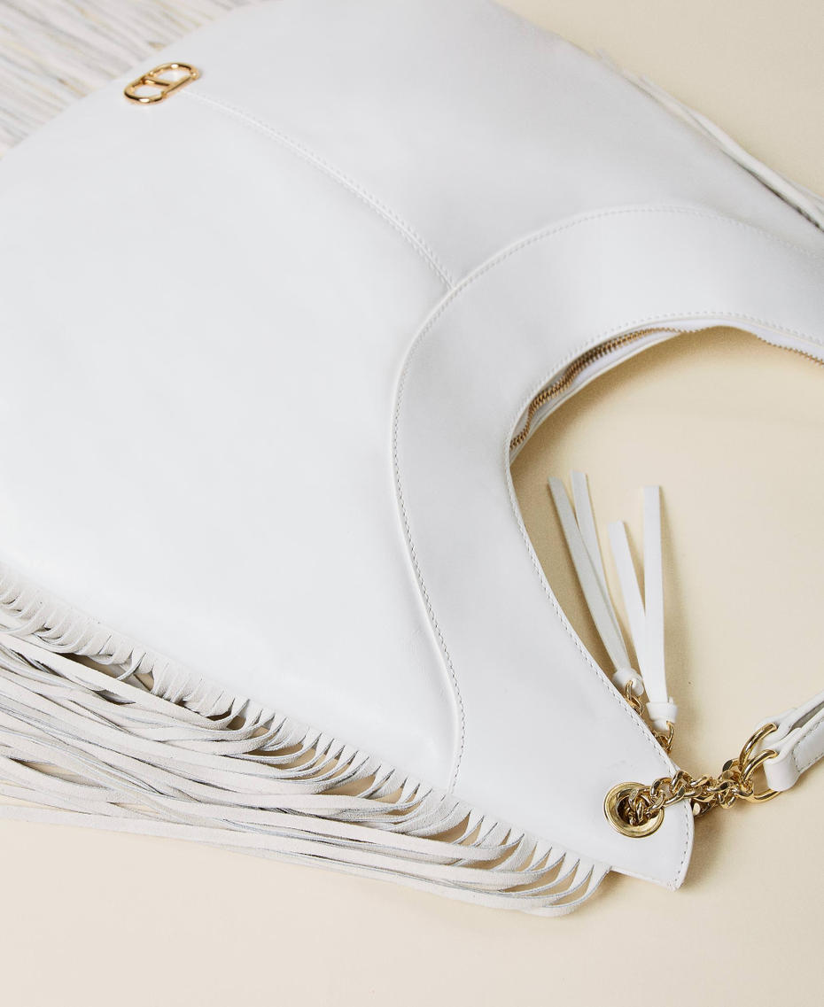 'Agápi’ leather hobo bag with fringes Lily Woman 221TD8300-04
