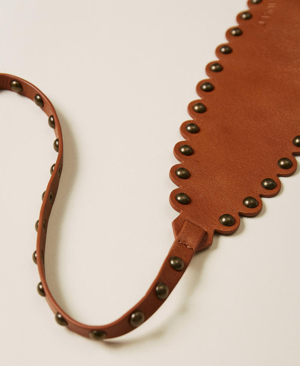 Leather sash belt with studs