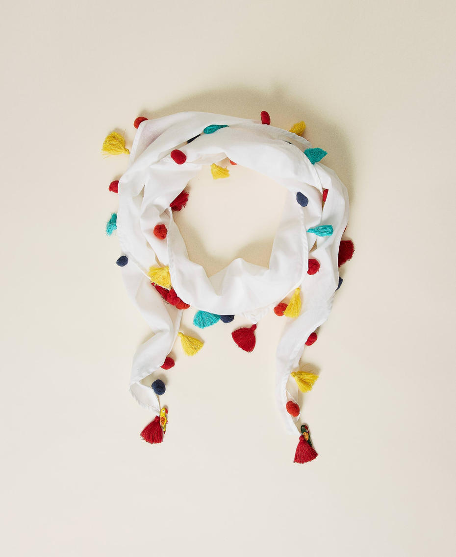 Kefiah with multicolour pompom