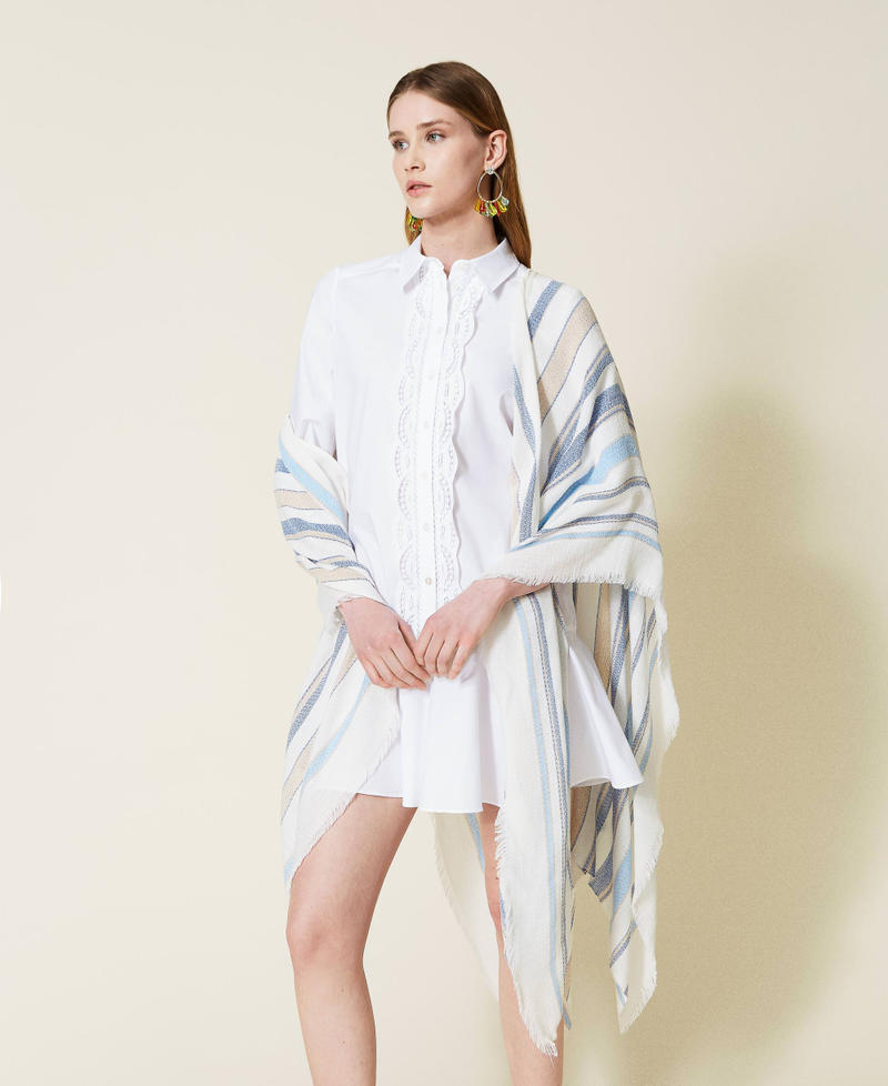 Jacquard stripe poncho