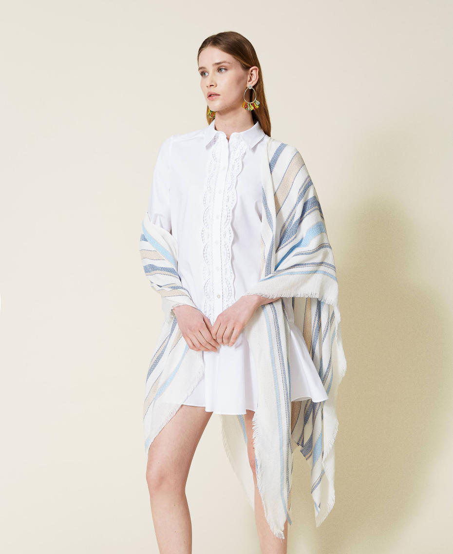 Jacquard stripe poncho