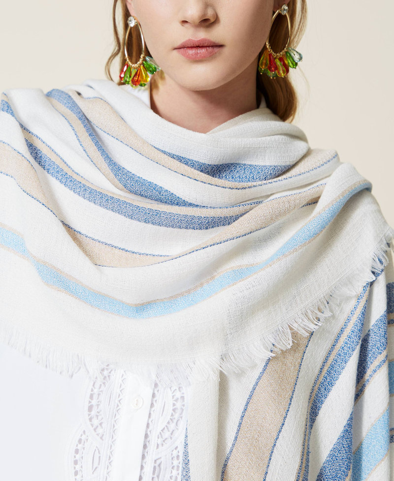 Jacquard stripe poncho