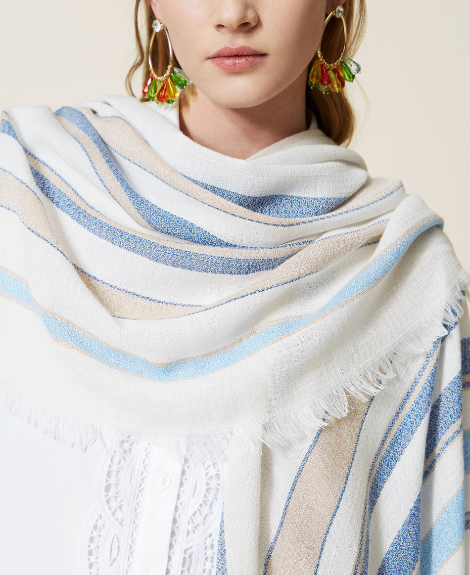 Jacquard stripe poncho