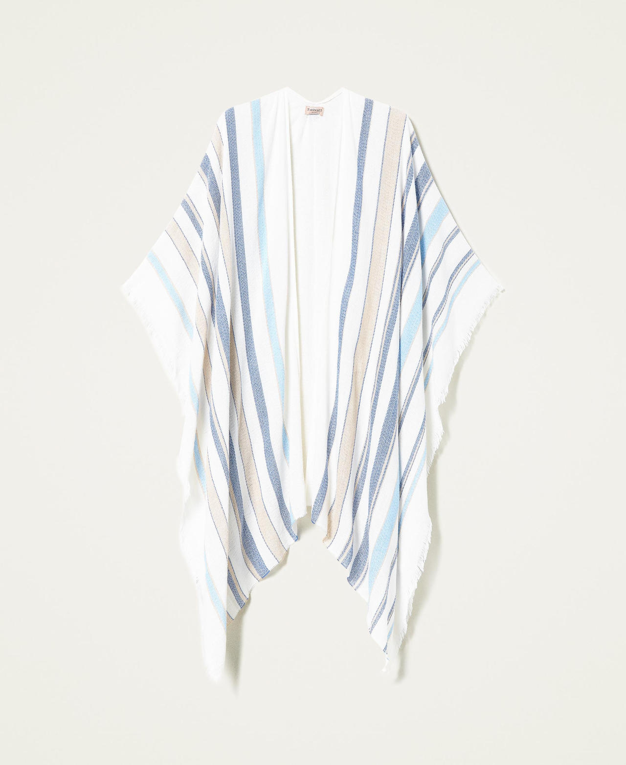 Jacquard stripe poncho “Infinity” Light Blue Stripes Multicolour Woman 221TO504C-0S