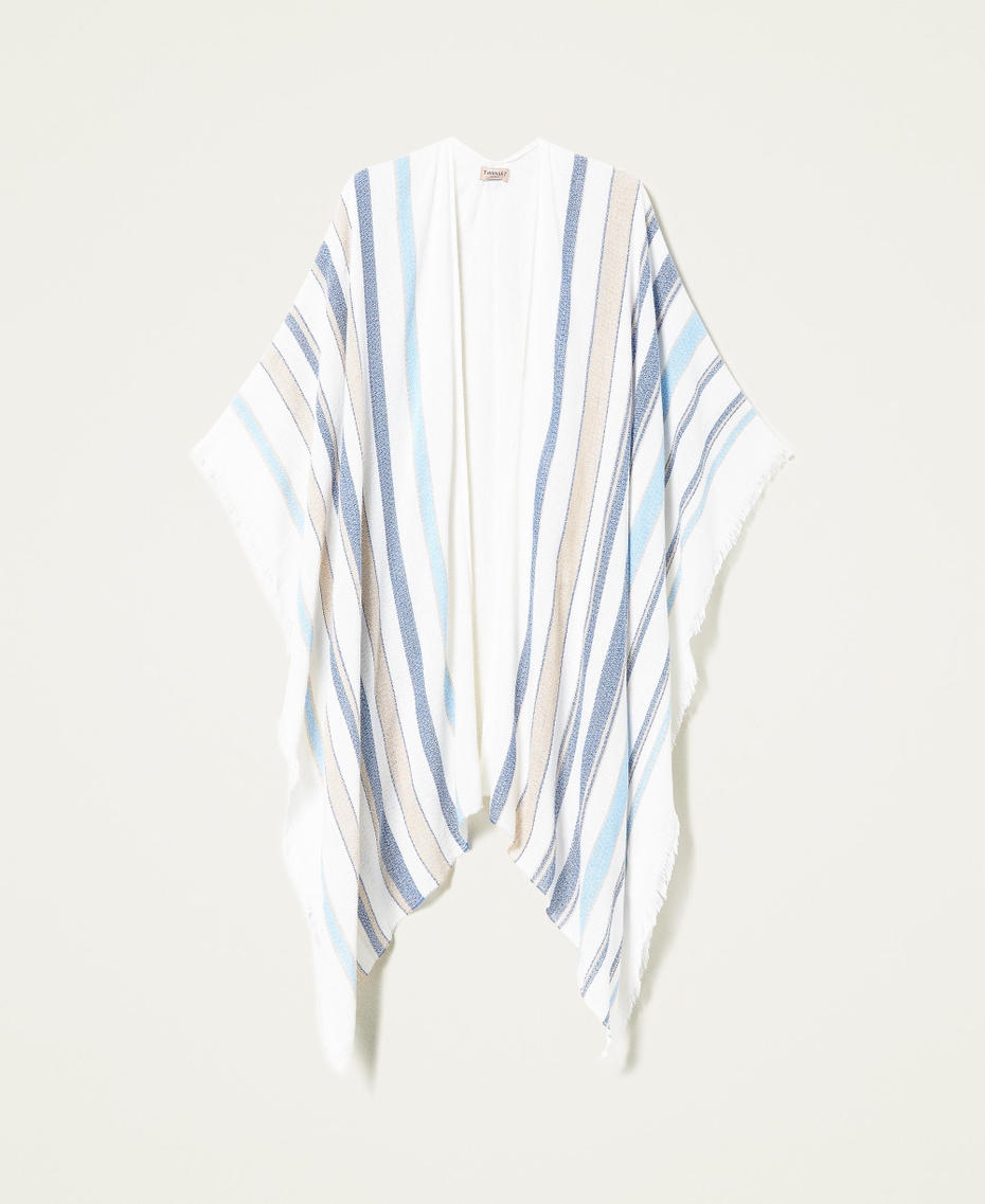 Jacquard stripe poncho