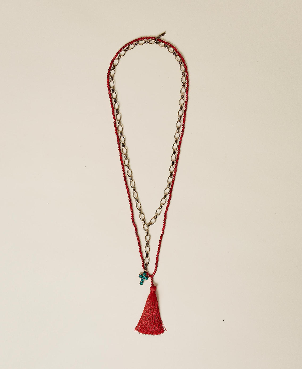 Red Leopard Tassel Necklace